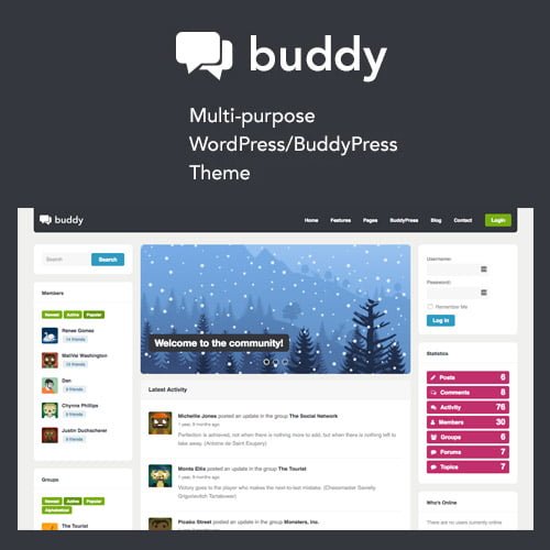 Buddy-Simple-WordPress-BuddyPress-Theme.jpg Buddy: Simple WordPress & BuddyPress Theme - Image 1